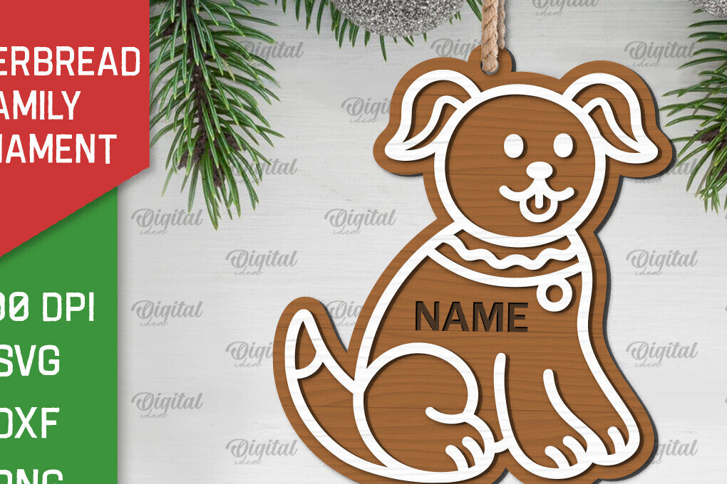 Intra απο ξύλο plywood 3mm-4mm πάχος - Gingerbread Dog . Οικογένεια μελόψωμο Δίασταση 30x20 cm INTRAFABR-102233925