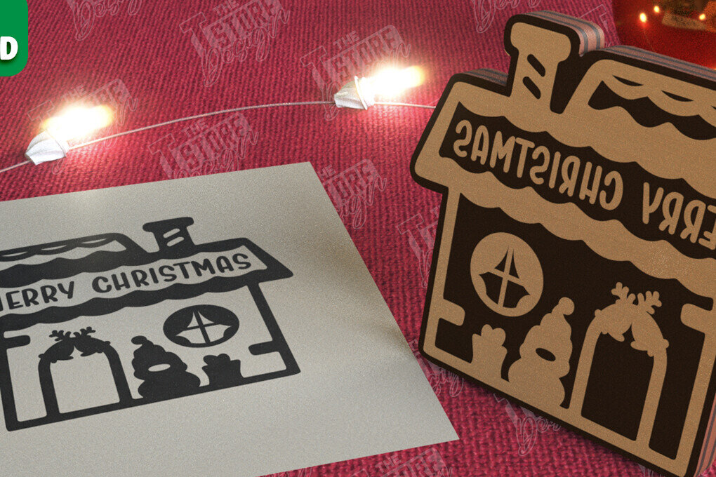 Σετ των 2 Intra απο ξύλο plywood 3mm-4mm πάχος - Σφραγίδα Gingerbread House |Χριστουγεννιάτικη εκτύπωση| CNC Δίασταση 15x15 cm INTRAFABR-106527568