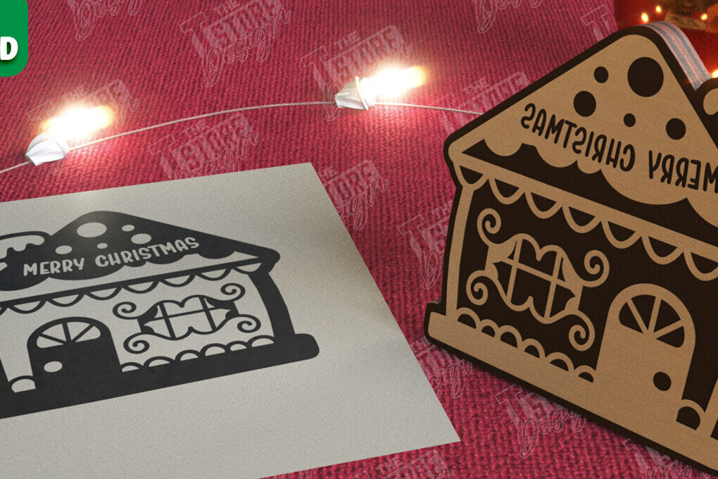 Σετ των 2 Intra απο ξύλο plywood 3mm-4mm πάχος - Σφραγίδα Gingerbread House |Χριστουγεννιάτικη εκτύπωση| CNC Δίασταση 15x15 cm INTRAFABR-106527623