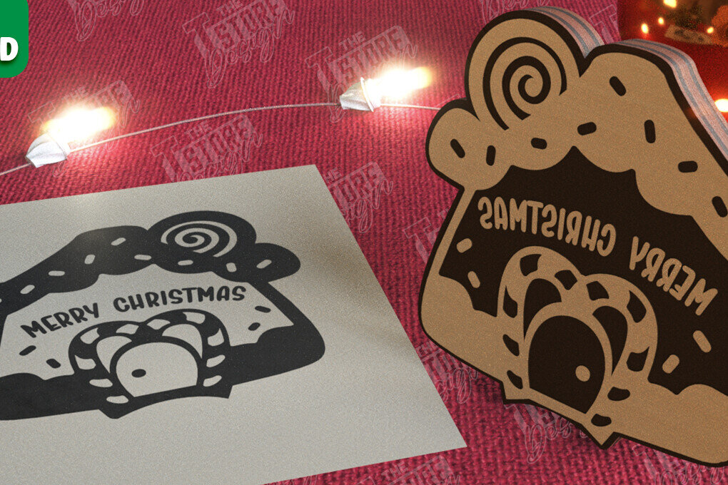 Σετ των 2 Intra απο ξύλο plywood 3mm-4mm πάχος - Σφραγίδα Gingerbread House |Χριστουγεννιάτικη εκτύπωση| CNC Δίασταση 15x15 cm INTRAFABR-106527692