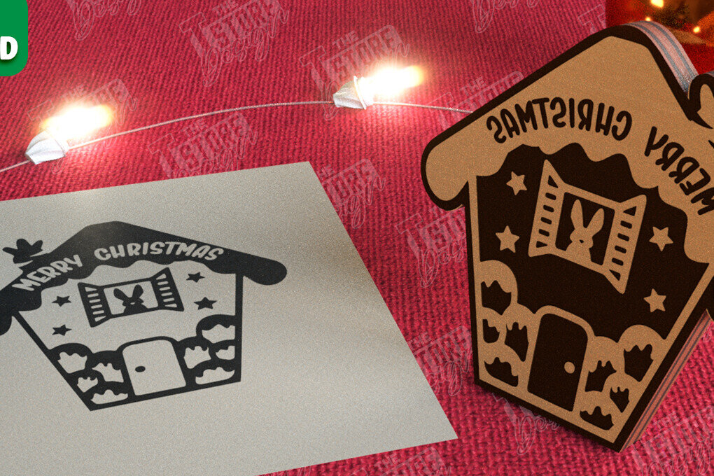 Σετ των 2 Intra απο ξύλο plywood 3mm-4mm πάχος - Σφραγίδα Gingerbread House |Χριστουγεννιάτικη εκτύπωση| CNC Δίασταση 15x15 cm INTRAFABR-106527736