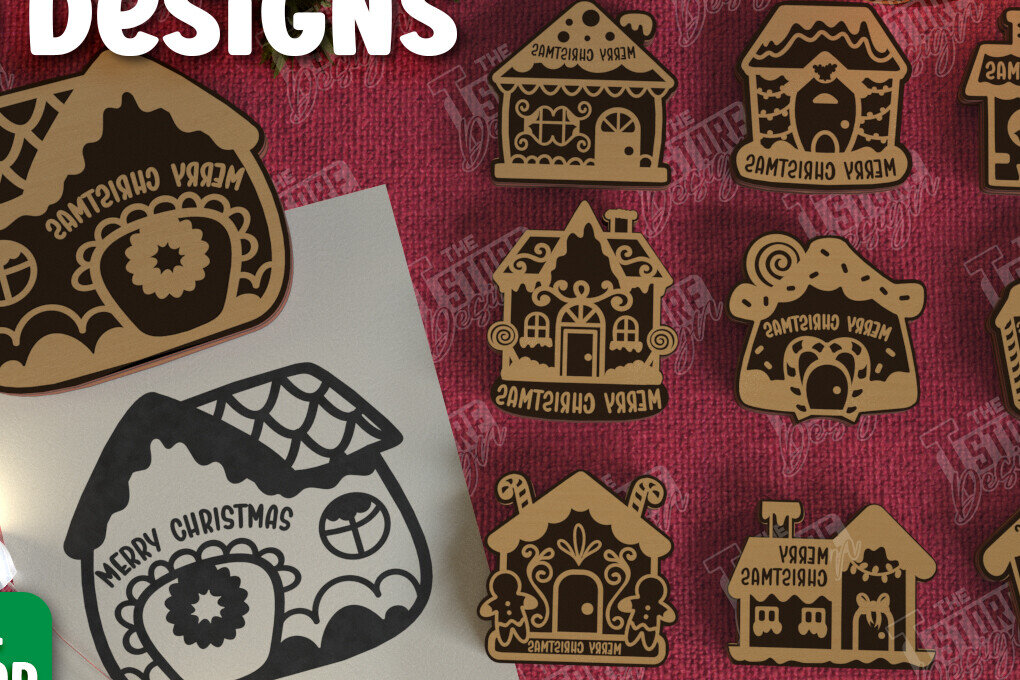 Σετ των 2 Intra απο ξύλο plywood 3mm-4mm πάχος - Πακέτο γραμματοσήμων με μελόψωμο | CNC Δίασταση 15x15 cm INTRAFABR-106527912