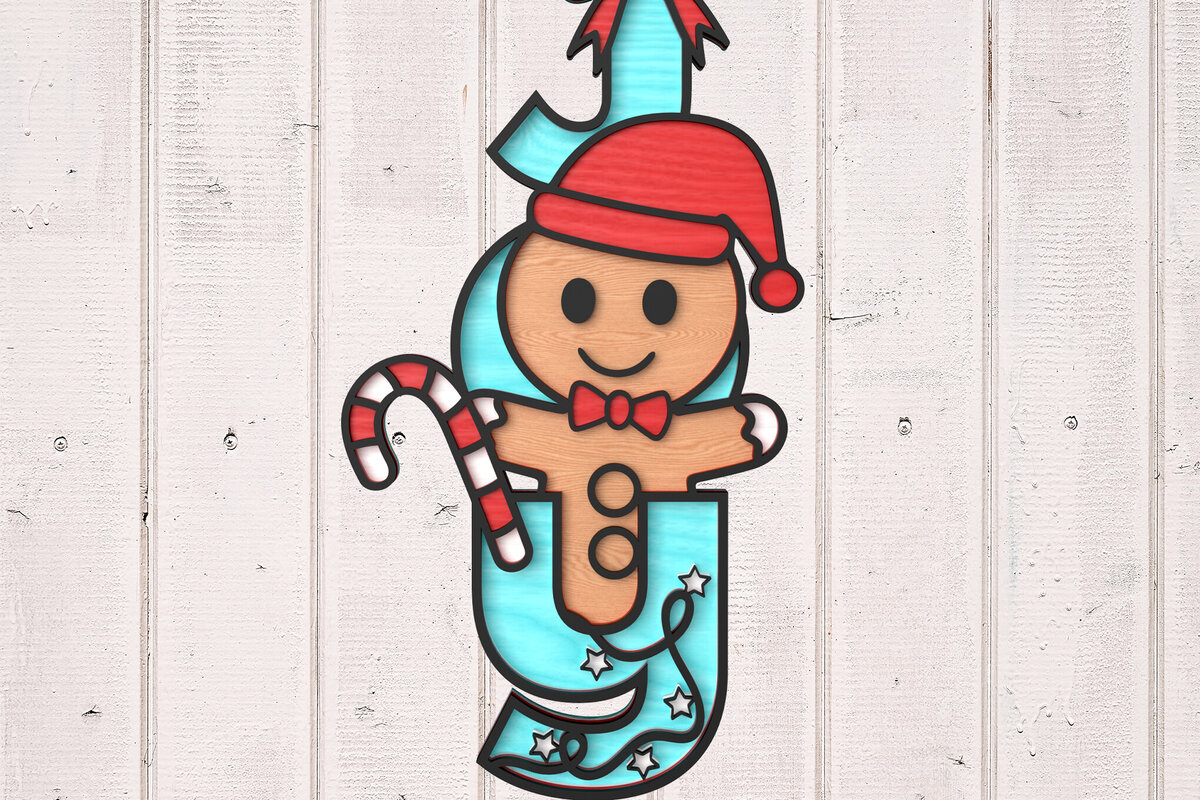 Σετ των 3 Intra απο ξύλο plywood 3mm-4mm πάχος - Gingerbread Man Joy Στολίδι με λέιζερ Δίασταση 6x6 cm INTRAFABR-106529927