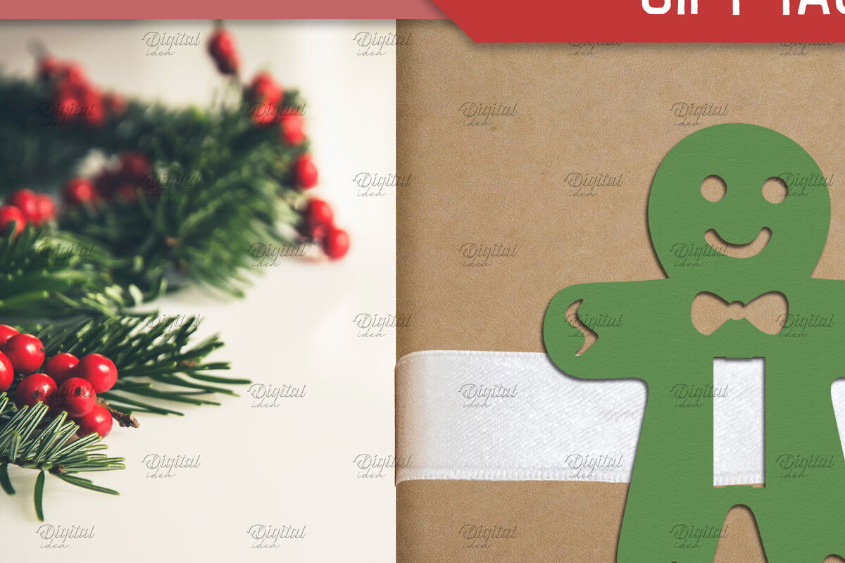 Σετ των 2 Intra απο ξύλο plywood 3mm-4mm πάχος - Gingerbread Man. Ετικέτα δώρου Χριστουγεννιάτικη κορδέλα Δίασταση 15x15 cm INTRAFABR-83081121