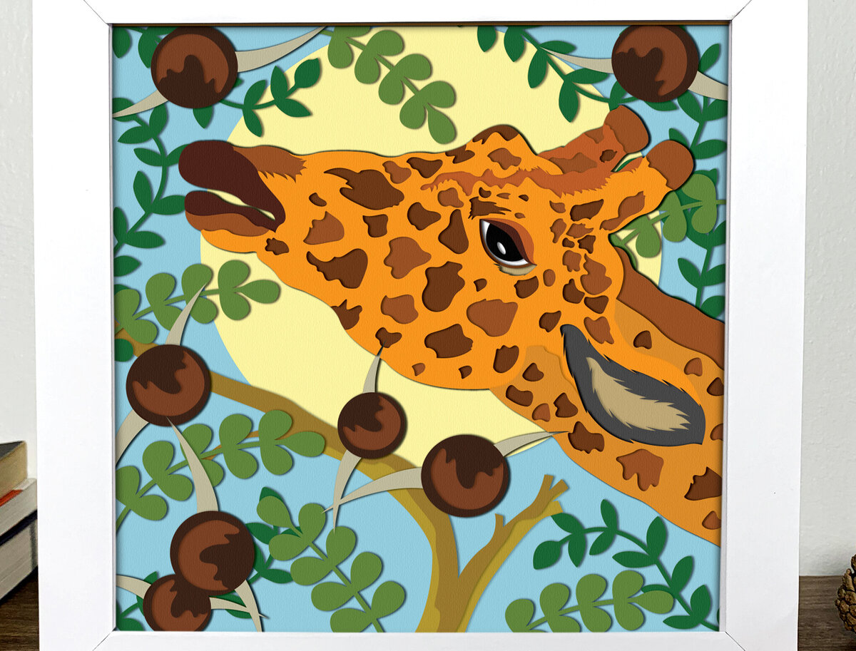 Intra απο ξύλο plywood 3mm-4mm πάχος - Giraffe 3D Shadow Box  Δίασταση 20x20 cm INTRAFABR-85686204