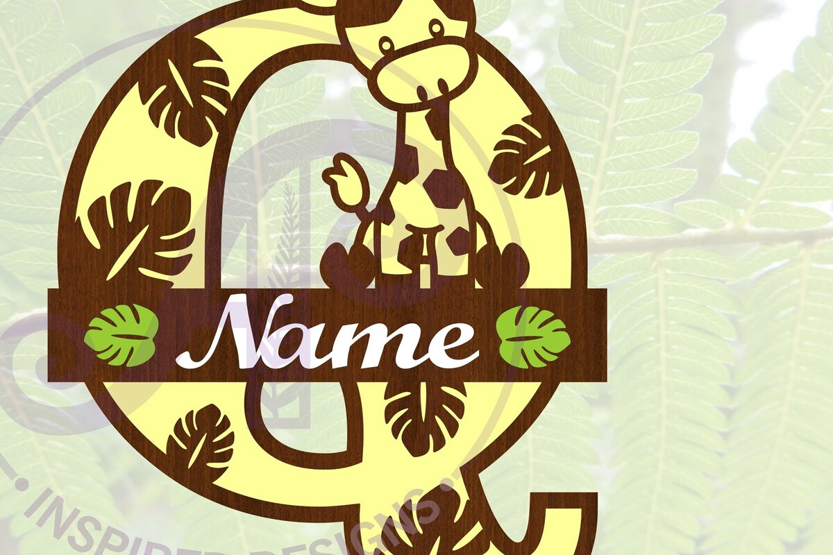 Intra απο ξύλο plywood 3mm-4mm πάχος - Giraffe Capital Q Μονόγραμμα  Δίασταση 30x20 cm INTRAFABR-69377381