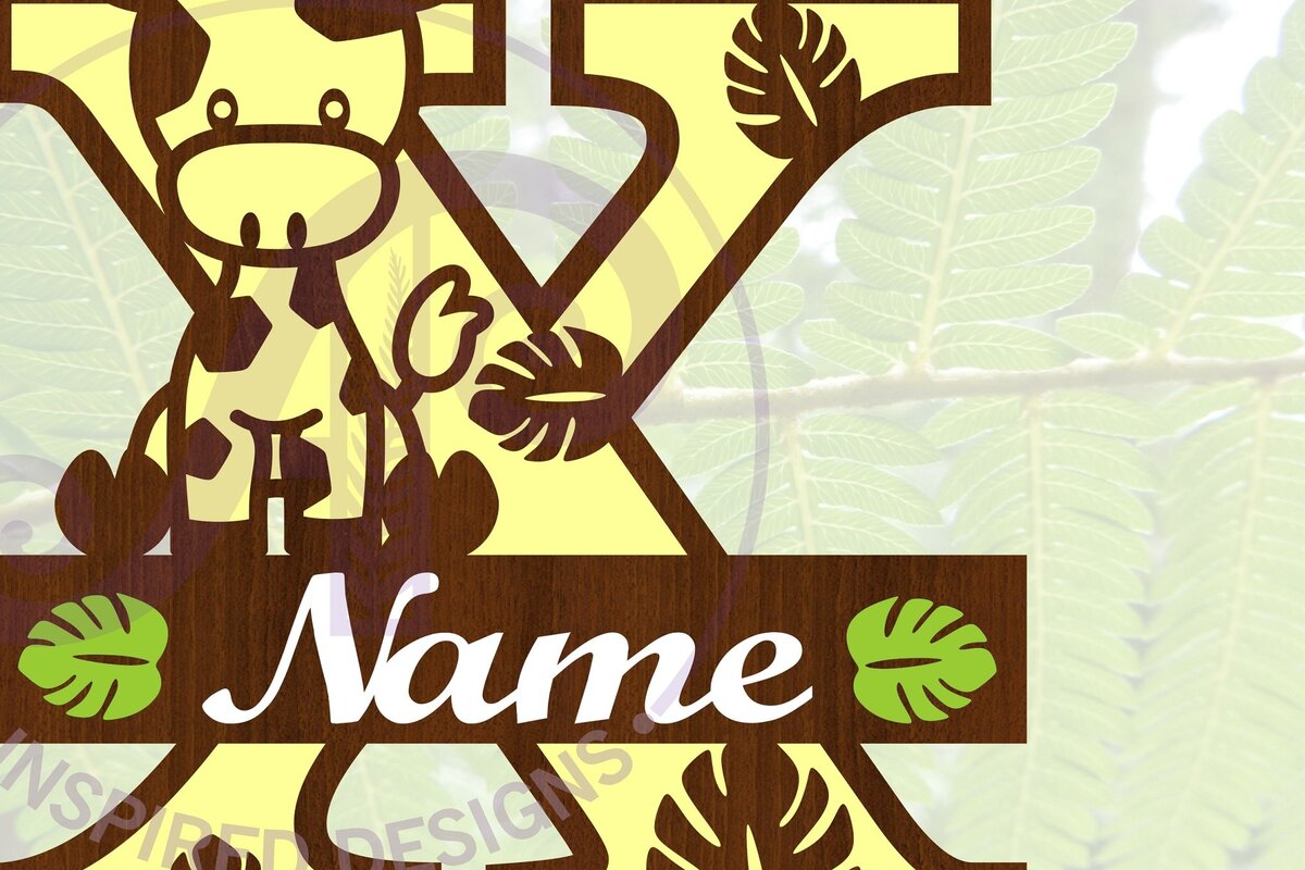 Intra απο ξύλο plywood 3mm-4mm πάχος - Giraffe Capital X Letter Monogram  Δίασταση 30x20 cm INTRAFABR-69377540