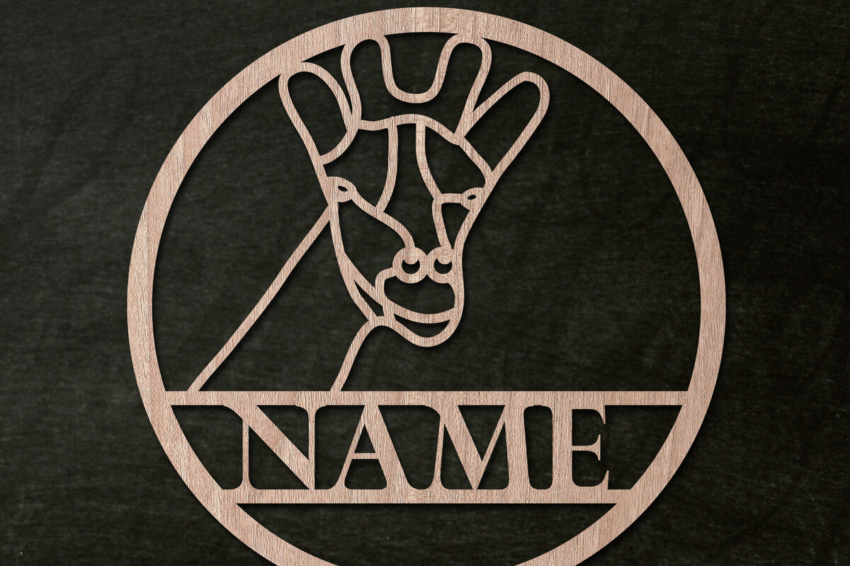 Σετ των 2 Intra απο ξύλο plywood 3mm-4mm πάχος - Καμηλοπάρδαλη κοπής με λέιζερ όνομα Δίασταση 20x20 cm INTRAFABR-75737046