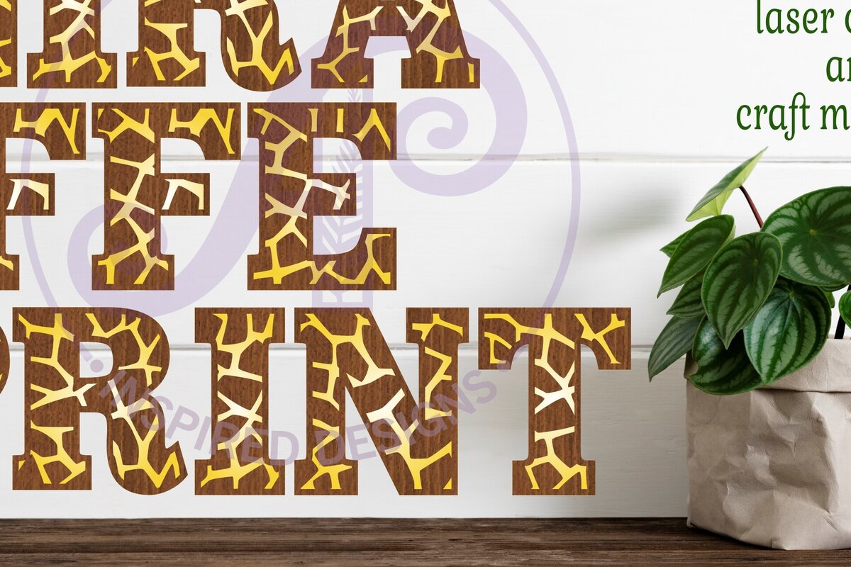 Intra απο ξύλο plywood 3mm-4mm πάχος - Giraffe Print Name Γράμματα Σετ αλφαβήτου. Δίασταση 30x20 cm INTRAFABR-91466824