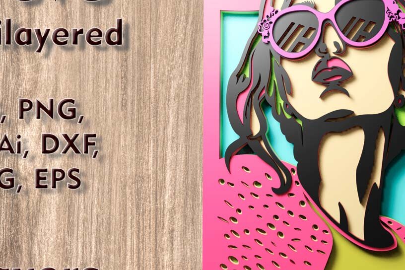 Σετ των 3 Intra απο ξύλο plywood 3mm-4mm πάχος - Αρχεία λέιζερ πολλαπλών επιπέδων Girl Boss 3D  Δίασταση 3x7 cm INTRAFABR-109489525