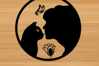 Intra απο ξύλο plywood 3mm-4mm πάχος - Girl Kiss Cat Love Decor Art Laser τοίχου Δίασταση 40x50 cm INTRAFABR-72336832
