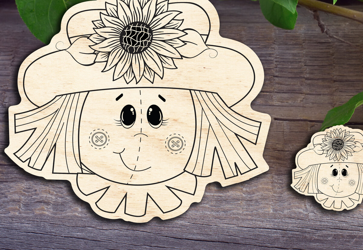 Σετ των 3 Intra απο ξύλο plywood 3mm-4mm πάχος - Girls Scarecrow V1 Δίασταση 20x20 cm INTRAFABR-30241362