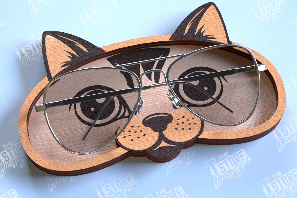 Σετ των 3 Intra απο ξύλο plywood 3mm-4mm πάχος - θήκης γυαλιών | Πρόσωπο Ζώου Δίασταση 20x20 cm INTRAFABR-98919084
