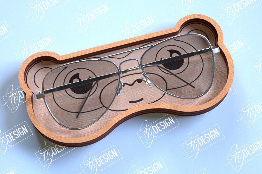 Σετ των 2 Intra απο ξύλο plywood 3mm-4mm πάχος - θήκης γυαλιών | Πρόσωπο πιθήκου Δίασταση 20x20 cm INTRAFABR-98990754