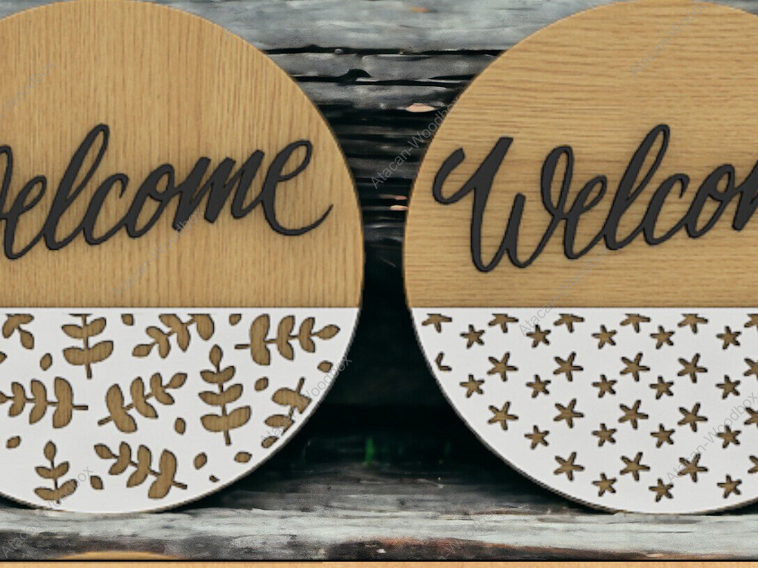 Σετ των 2 Intra απο ξύλο plywood 3mm-4mm πάχος -  Glowforge για επιγραφές πόρτας Δίασταση 20x20 cm INTRAFABR-91938920