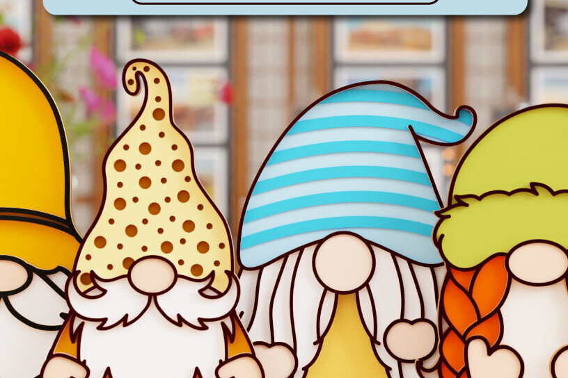 Σετ των 2 Intra απο ξύλο plywood 3mm-4mm πάχος - Δέσμη κοπής με λέιζερ Gnome 3d  Δίασταση 20x25 cm INTRAFABR-94976963