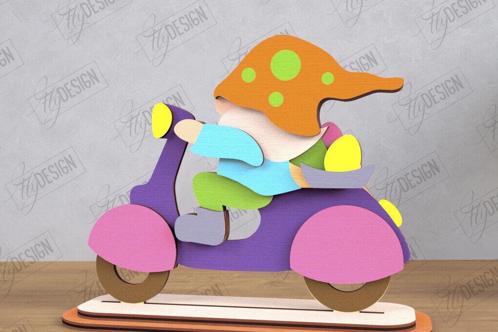 Σετ των 2 Intra απο ξύλο plywood 3mm-4mm πάχος - Gnome Bunny Πάσχα | Πασχαλινό λαγουδάκι | CNC Δίασταση 15x15 cm INTRAFABR-118346855