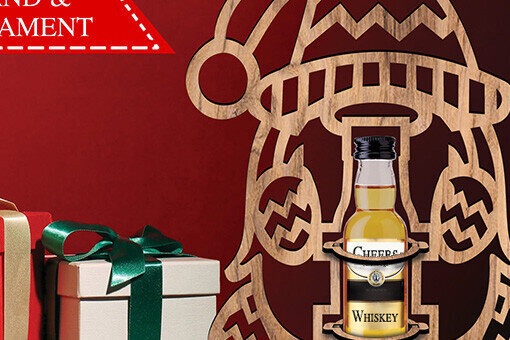 Σετ των 3 Intra απο ξύλο plywood 3mm-4mm πάχος - Χριστουγεννιάτικη Μίνι θήκη μπουκαλιών Gnome  Δίασταση 6x6 cm INTRAFABR-103594862