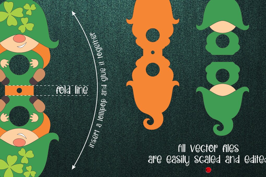 Intra απο ξύλο plywood 3mm-4mm πάχος - Gnome Girl Patrick's Day Lollipop Holder Δίασταση 30x20 cm INTRAFABR-24063619