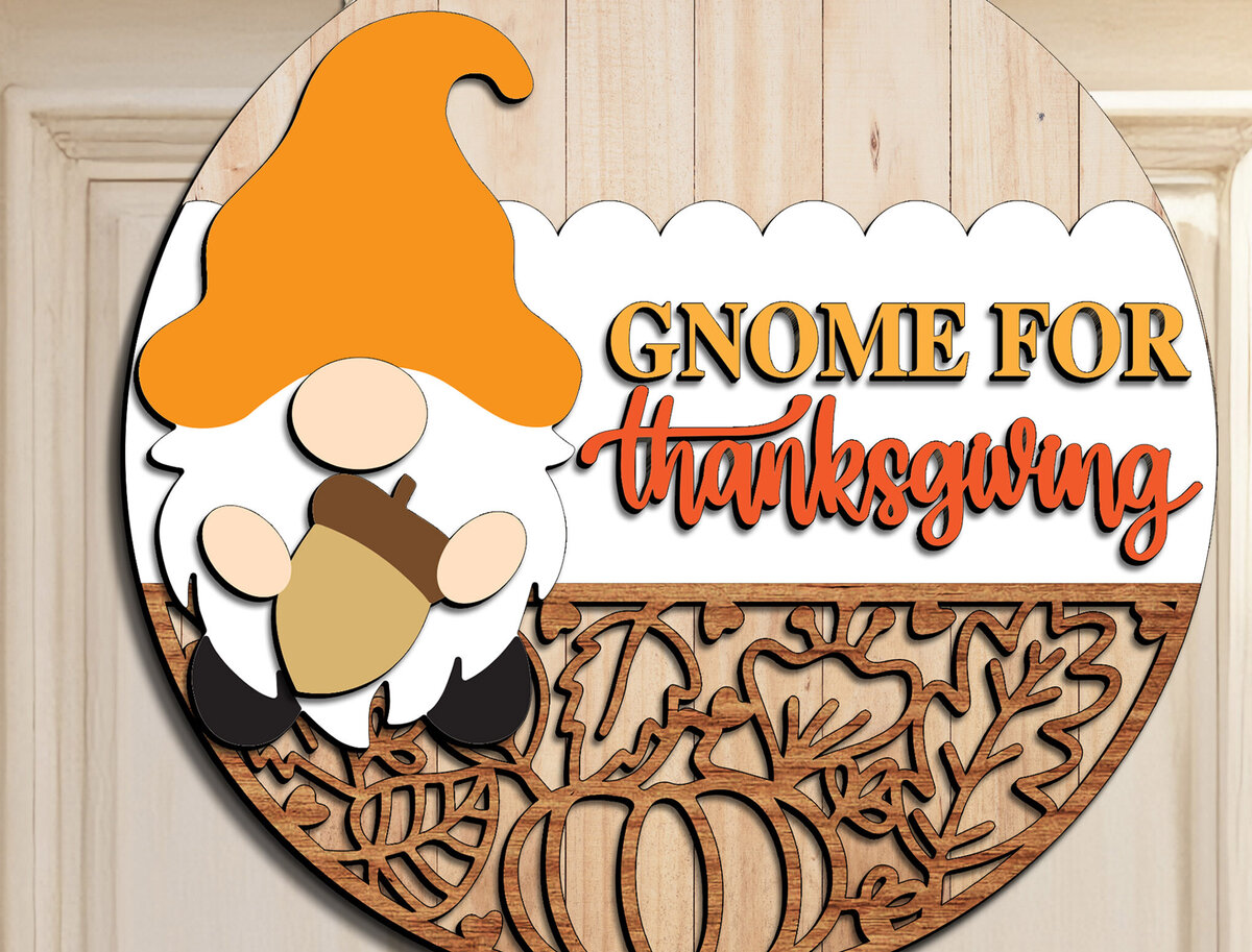 Σετ των 2 Intra απο ξύλο plywood 3mm-4mm πάχος - Gnome Hello Fall Door  Δίασταση 20x20 cm INTRAFABR-110613788
