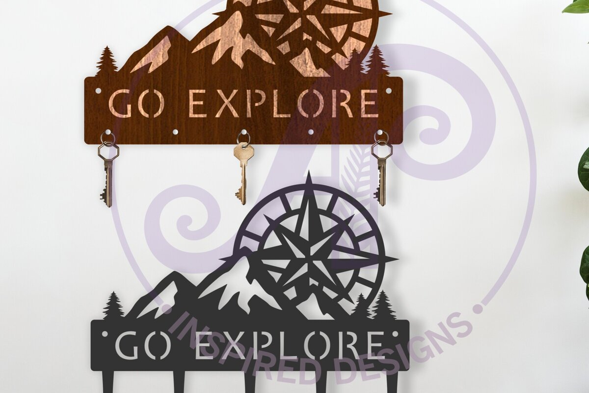 Σετ των 2 Intra απο ξύλο plywood 3mm-4mm πάχος - Πηγαίνετε στο Explore Mountains Key Holders Δίασταση 30x20 cm INTRAFABR-123743254