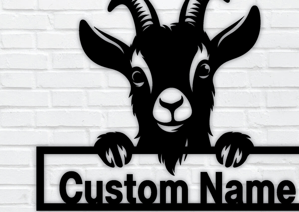 Intra απο ξύλο plywood 3mm-4mm πάχος - Κατσίκα που κρυφοκοιτάζει προσαρμοσμένη μεταλλική πινακίδα, Teelaunch Δίασταση 40x50 cm INTRAFABR-96481608