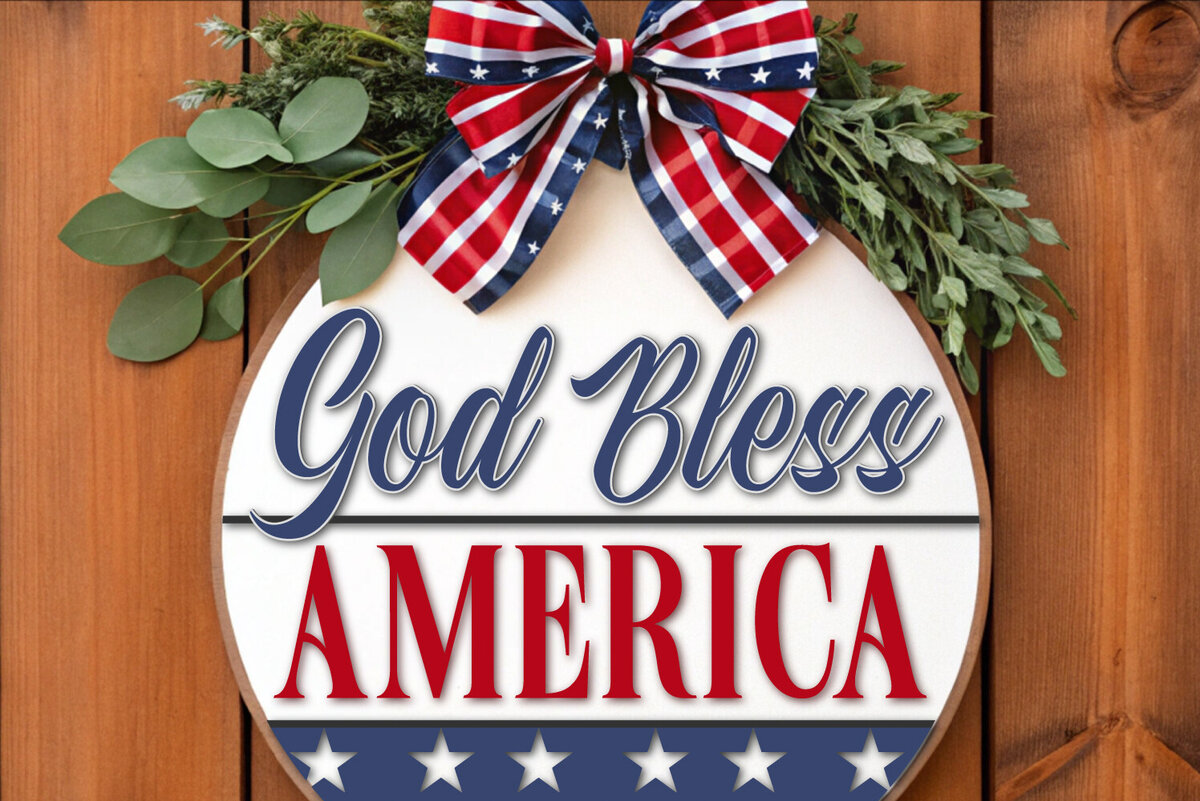 Σετ των 2 Intra απο ξύλο plywood 3mm-4mm πάχος - God Bless America Door  Δίασταση 20x20 cm INTRAFABR-118424889