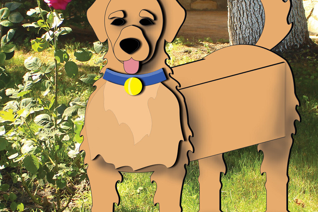 Σετ των 2 Intra απο ξύλο plywood 3mm-4mm πάχος - Θήκη γλαστρών Golden Retriever Planter Dog Δίασταση 20x20 cm INTRAFABR-103588990