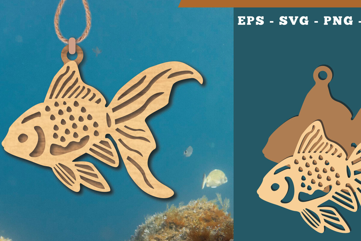 Σετ των 3 Intra απο ξύλο plywood 3mm-4mm πάχος - Στολίδι κοπής με λέιζερ χρυσόψαρο  3 Δίασταση 6x6 cm INTRAFABR-112466605