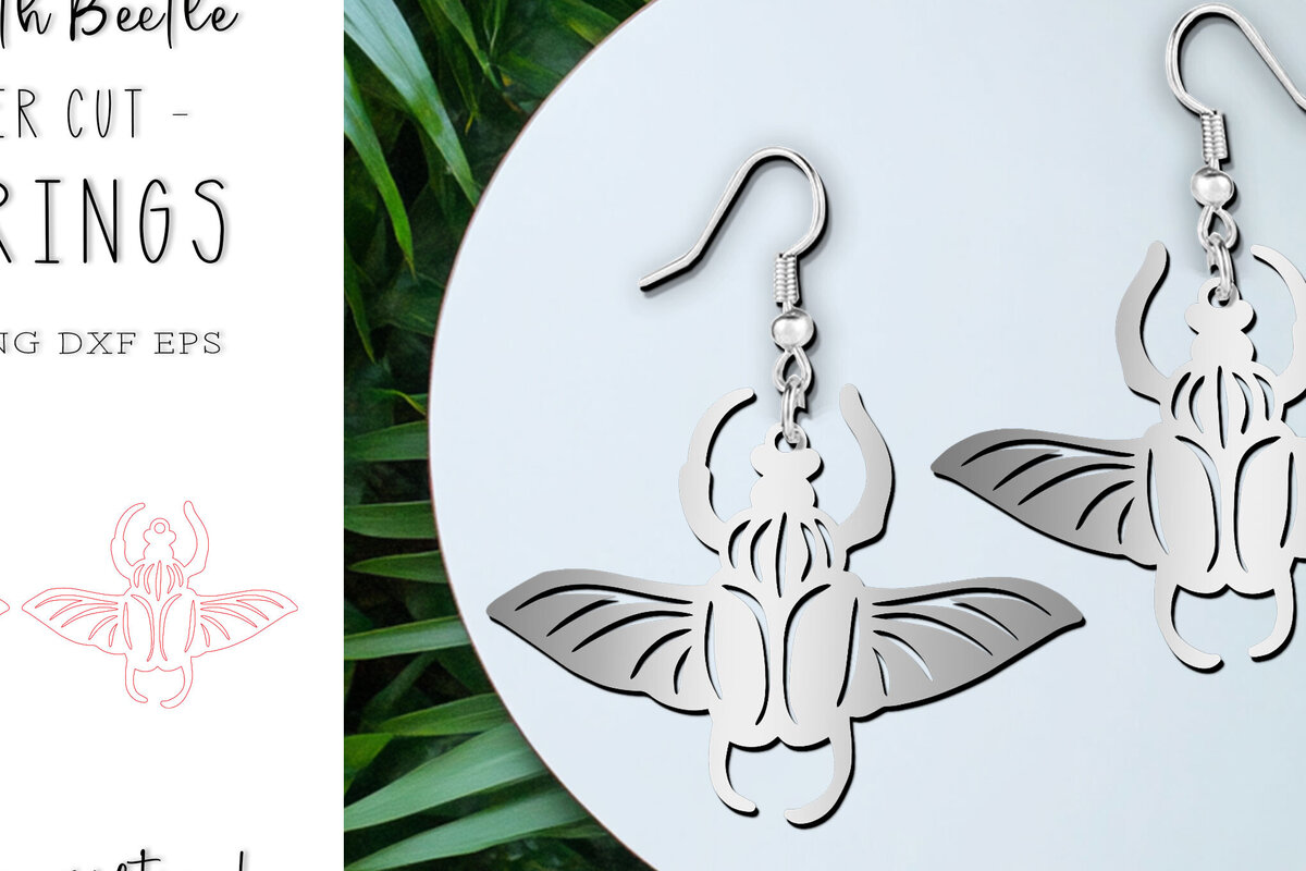 Intra απο ξύλο plywood 3mm-4mm πάχος - Goliath Beetle Animal Earrings Cut Laser Δίασταση 900x900 cm INTRAFABR-120903042