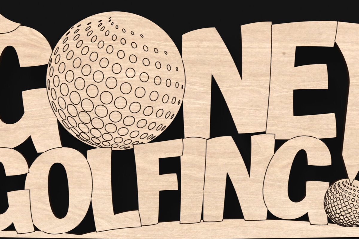 Σετ των 2 Intra απο ξύλο plywood 3mm-4mm πάχος - Gone Golfing laser cut σημάδι Δίασταση 20x20 cm INTRAFABR-105269001