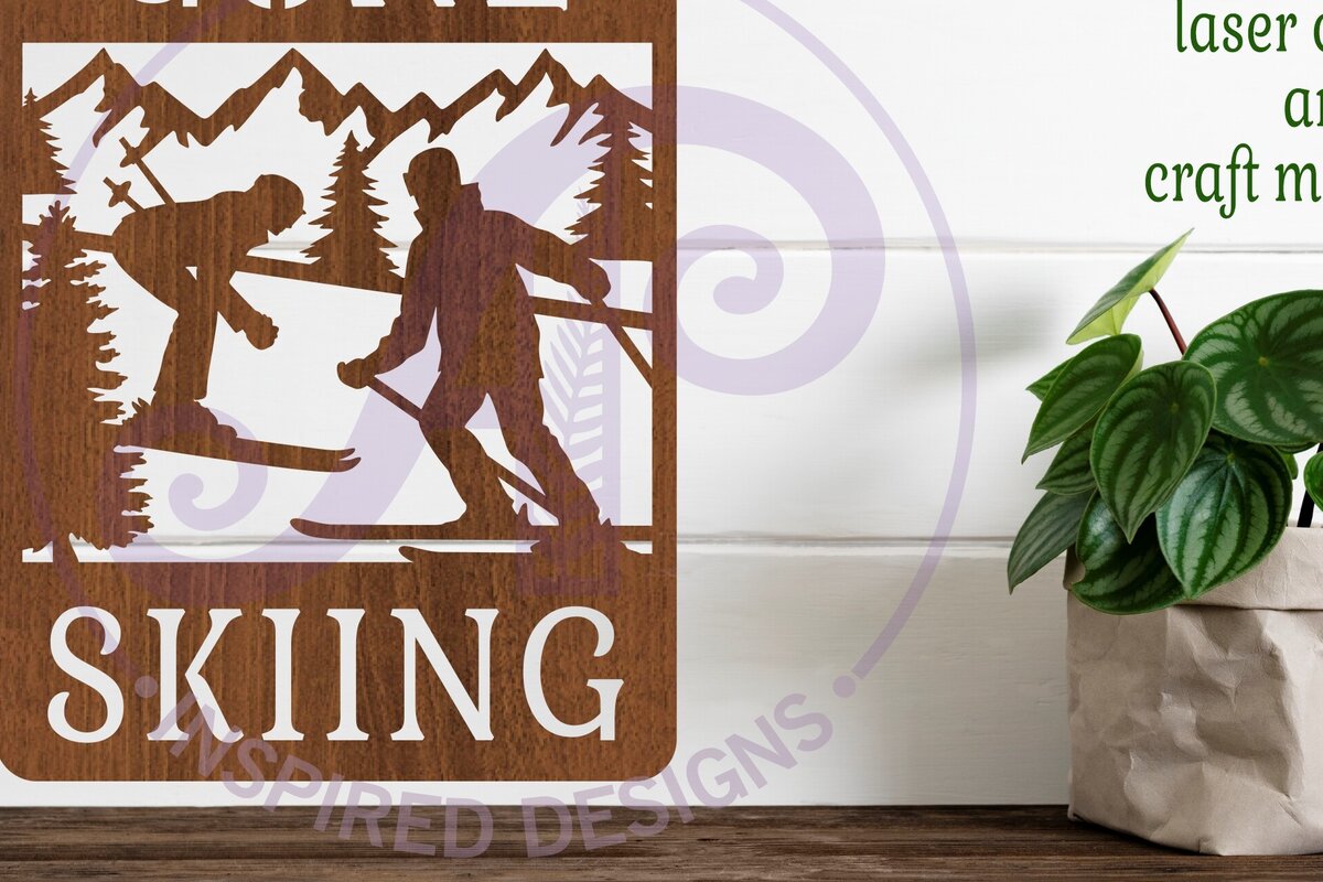 Intra απο ξύλο plywood 3mm-4mm πάχος - Επιγραφή Gone Skiing Wall Art,  . Δίασταση 40x50 cm INTRAFABR-90764618