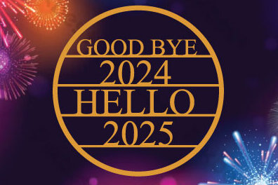 Intra απο ξύλο plywood 3mm-4mm πάχος - Good Bye 2024 Hello 2025 Laser Cut Metal Δίασταση 40x50 cm INTRAFABR-112291800