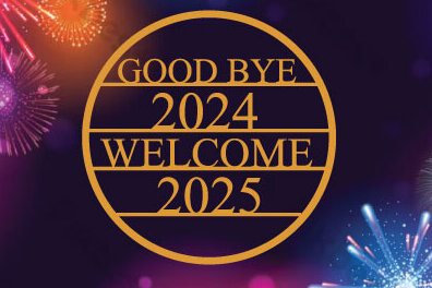 Intra απο ξύλο plywood 3mm-4mm πάχος - Good Bye 2024 Welcome 2025 Laser Cut  Δίασταση 40x50 cm INTRAFABR-112291932