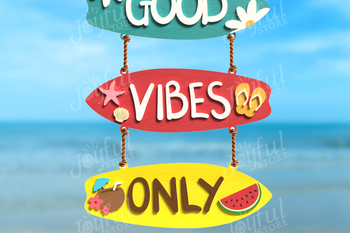 Intra απο ξύλο plywood 3mm-4mm πάχος - Good Vibes Only Summer  Δίασταση 30x20 cm INTRAFABR-122185915