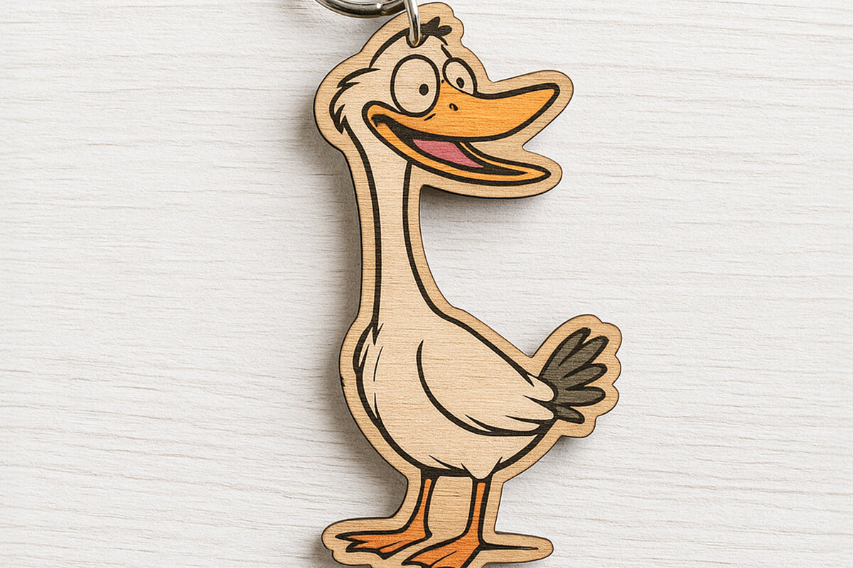 Σετ των 3 Intra απο ξύλο plywood 3mm-4mm πάχος - Μπρελόκ Ξύλινο Goofy Goose  Δίασταση 4x4 cm INTRAFABR-122092615