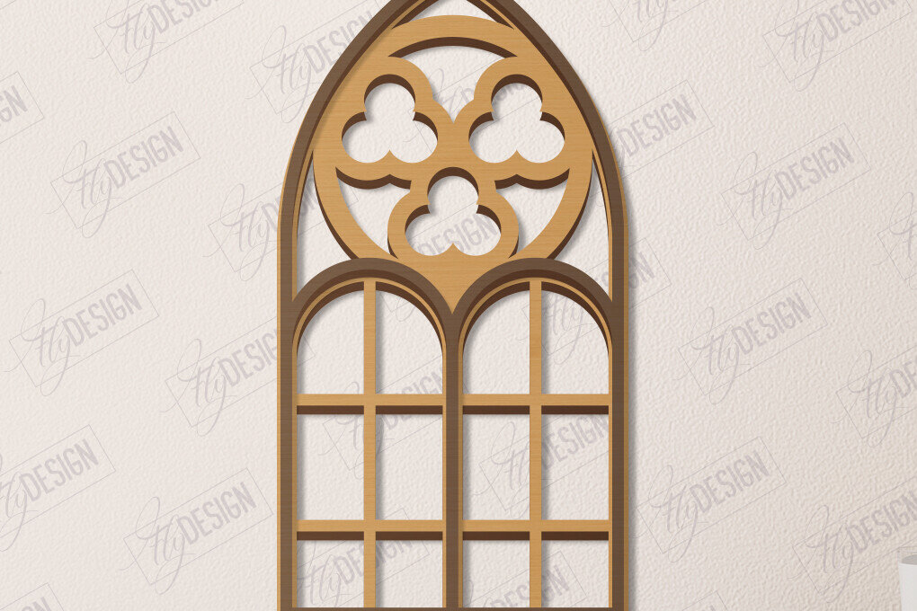 Σετ των 2 Intra απο ξύλο plywood 3mm-4mm πάχος - Γοτθικό Παράθυρο |Γοτθικό Στυλ|Πλαίσιο παραθύρου Δίασταση 20x25 cm INTRAFABR-112899610