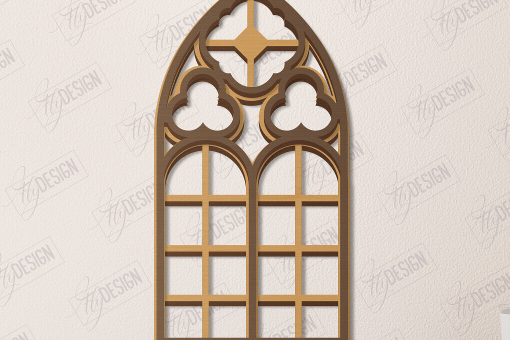 Σετ των 2 Intra απο ξύλο plywood 3mm-4mm πάχος - Γοτθικό Παράθυρο |Γοτθικό Στυλ|Πλαίσιο παραθύρου Δίασταση 20x25 cm INTRAFABR-112899661