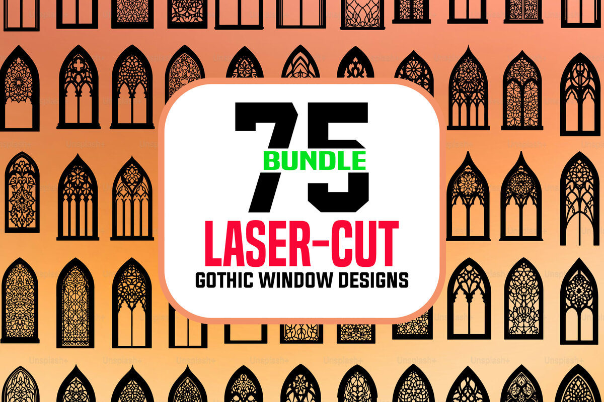 Intra απο ξύλο plywood 3mm-4mm πάχος - Πακέτο σχεδίων γοτθικής κοπής παραθύρων με λέιζερ Δίασταση 40x50 cm INTRAFABR-116753736