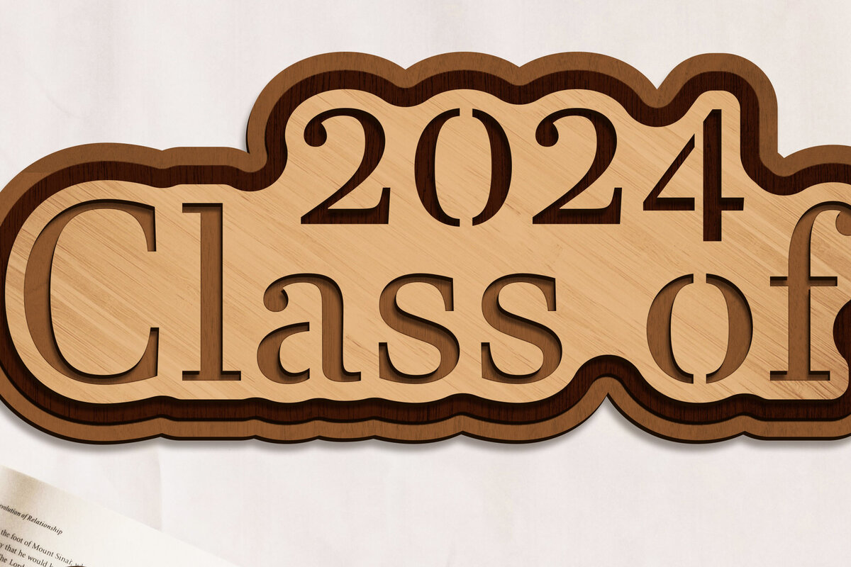 Σετ των 3 Intra απο ξύλο plywood 3mm-4mm πάχος - Διακοσμητική  Graduation 2024 Δίασταση 6x10 cm INTRAFABR-97111199