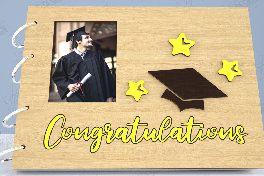 Σετ των 2 Intra απο ξύλο plywood 3mm-4mm πάχος - Εξώφυλλο άλμπουμ αποφοίτησης | Βιβλίο επισκεπτών Grad Δίασταση 20x20 cm INTRAFABR-119129740