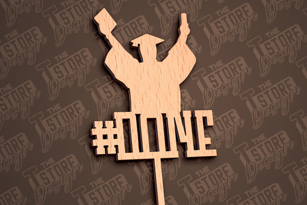 Intra απο ξύλο plywood 3mm-4mm πάχος - Αποφοίτηση Topper Cake Laser Cut | CNC Δίασταση 30x20 cm INTRAFABR-93165021