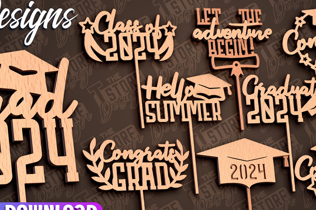 Intra απο ξύλο plywood 3mm-4mm πάχος - Αποφοίτηση Topper Cake Laser Cut | CNC Δίασταση 30x20 cm INTRAFABR-93165084