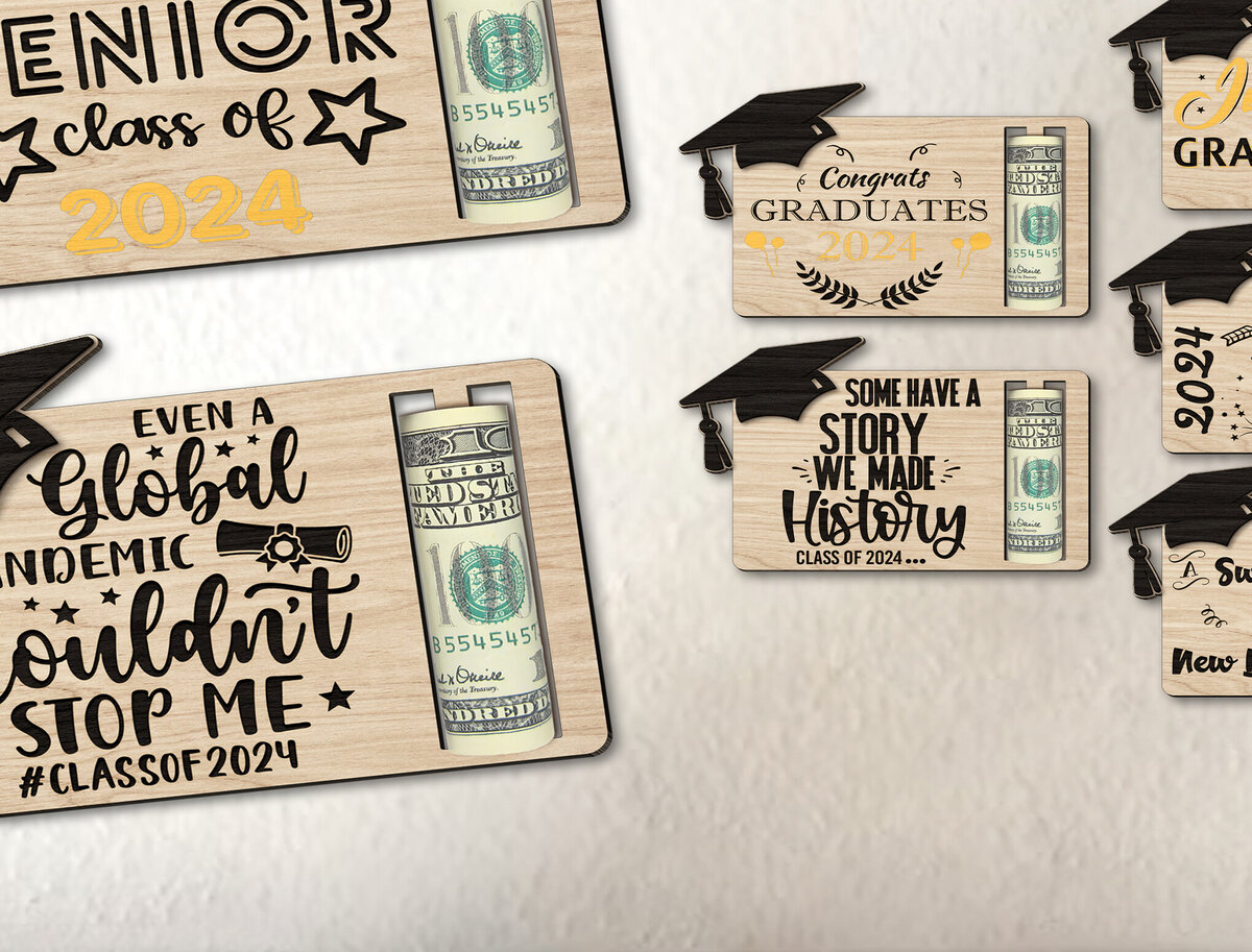 Σετ των 2 Intra απο ξύλο plywood 3mm-4mm πάχος - Συγχαρητήρια αποφοίτησης Κάτοχος χρημάτων Δίασταση 20x20 cm INTRAFABR-96276504