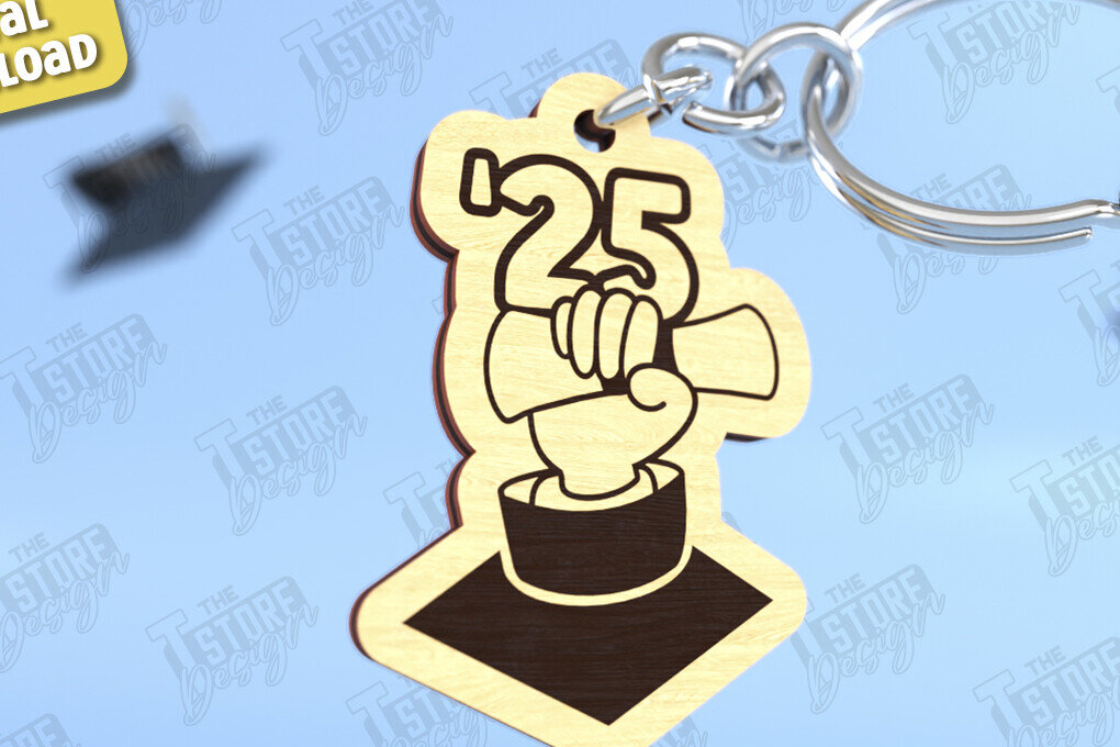 Σετ των 3 Intra απο ξύλο plywood 3mm-4mm πάχος - Μπρελόκ αποφοίτησης | Grad 2025 | Μπρελόκ Δίασταση 4x4 cm INTRAFABR-118945410