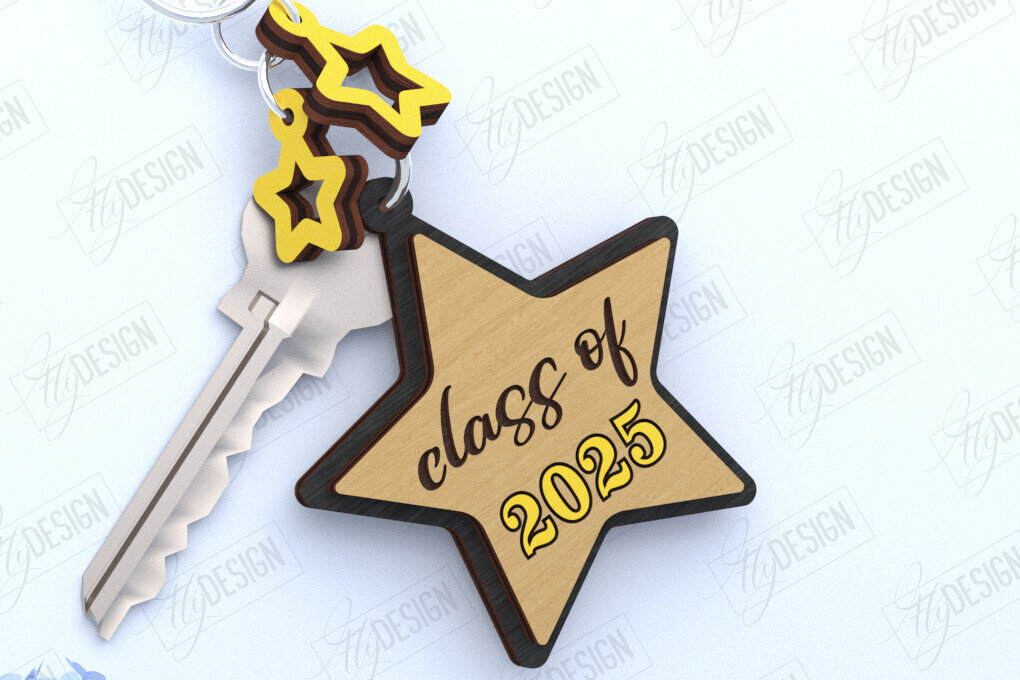 Σετ των 3 Intra απο ξύλο plywood 3mm-4mm πάχος - Μπρελόκ αποφοίτησης | Grad 2025| Μπρελόκ Δίασταση 4x4 cm INTRAFABR-119066131