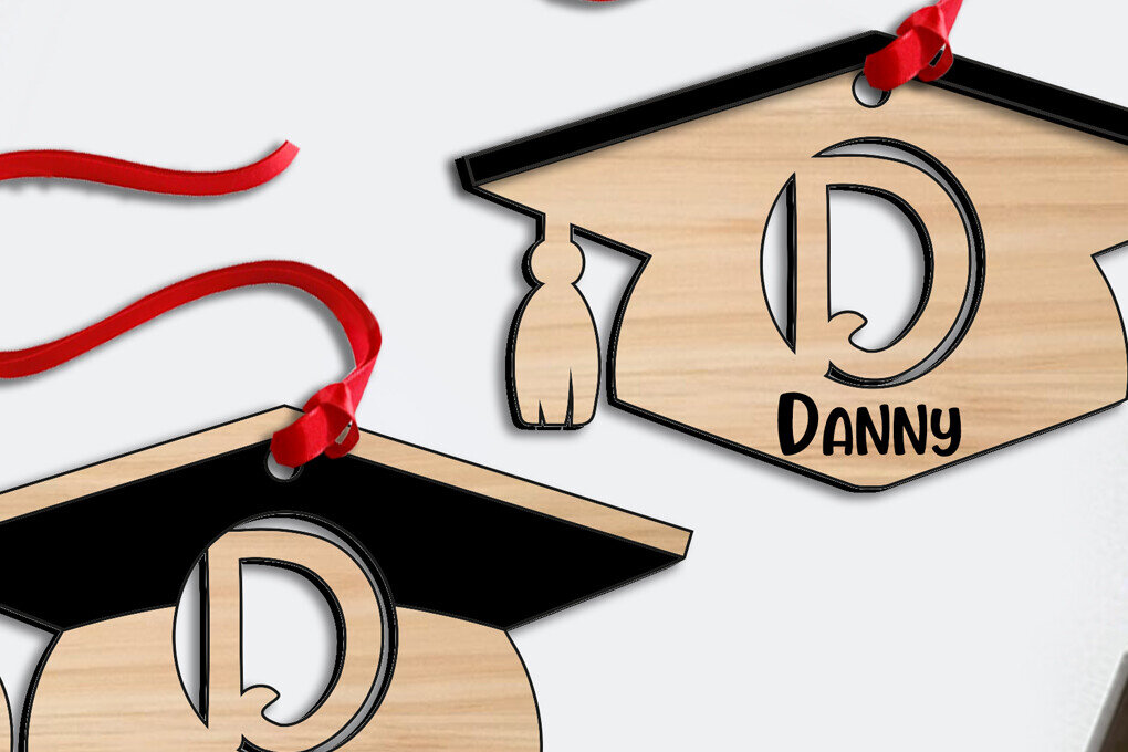 Σετ των 3 Intra απο ξύλο plywood 3mm-4mm πάχος - Στολίδι γράμματος D αποφοίτησης με λέιζερ Δίασταση 6x6 cm INTRAFABR-115843463