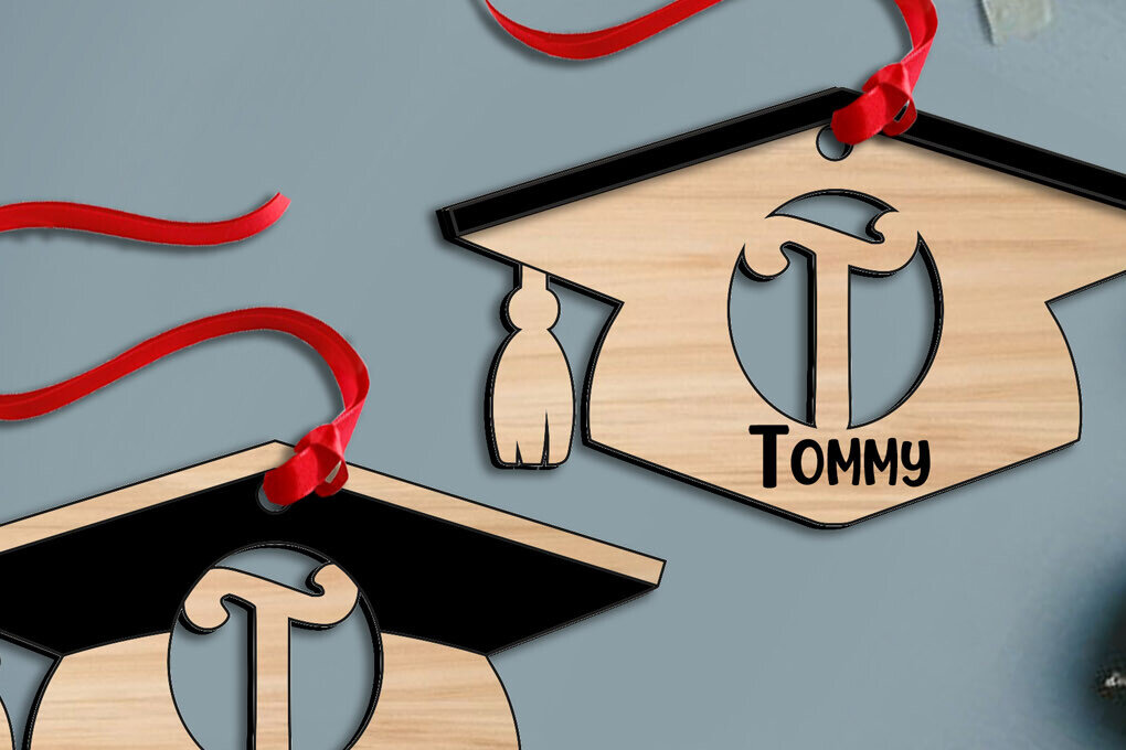 Σετ των 3 Intra απο ξύλο plywood 3mm-4mm πάχος - Στολίδι γράμματος Τ αποφοίτησης με λέιζερ Δίασταση 6x6 cm INTRAFABR-116038279