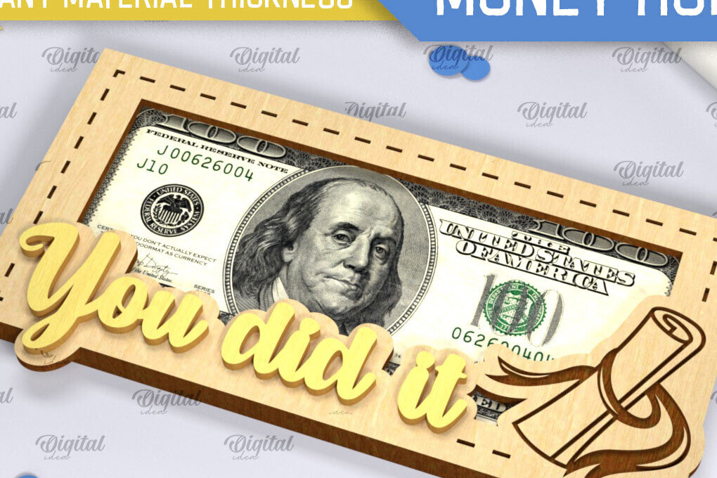 Intra απο ξύλο plywood 3mm-4mm πάχος - Graduation Money Holder Laser Cut  Δίασταση 30x20 cm INTRAFABR-96290524