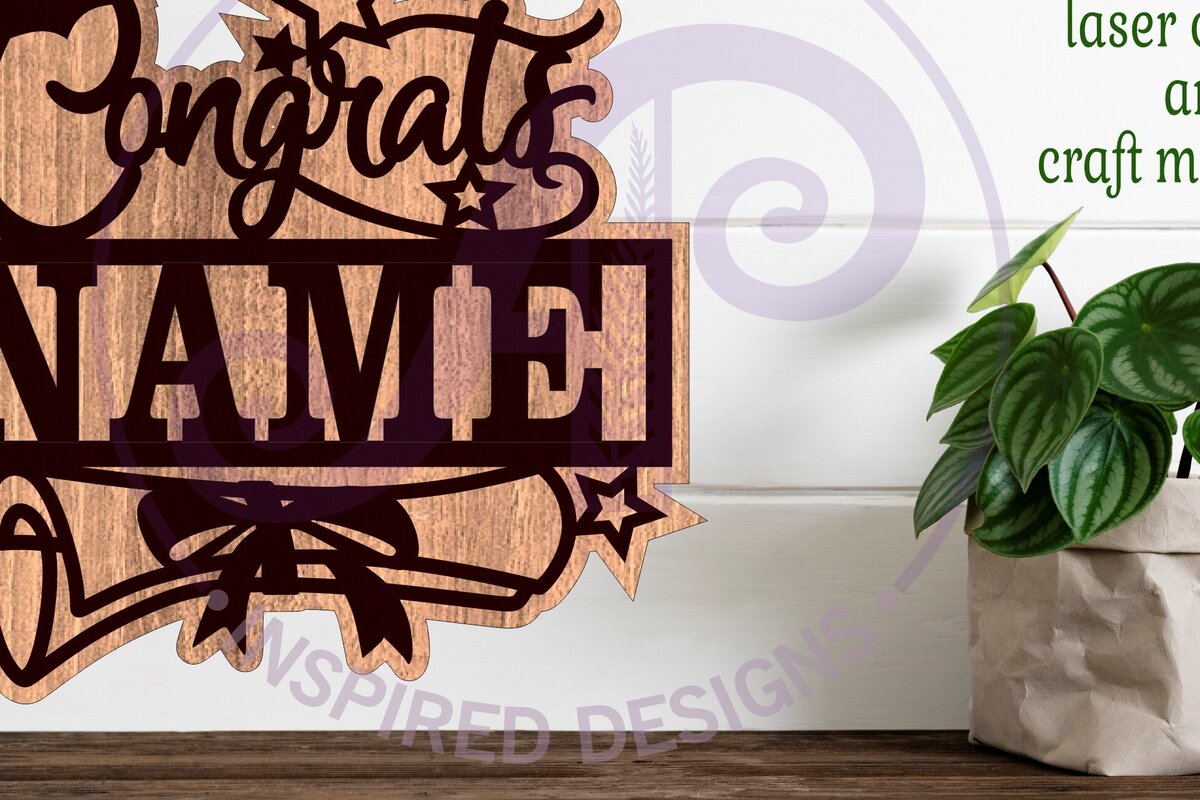 Intra απο ξύλο plywood 3mm-4mm πάχος - Σήμα αποφοίτησης  Laser Cut Δίασταση 30x20 cm INTRAFABR-84698212